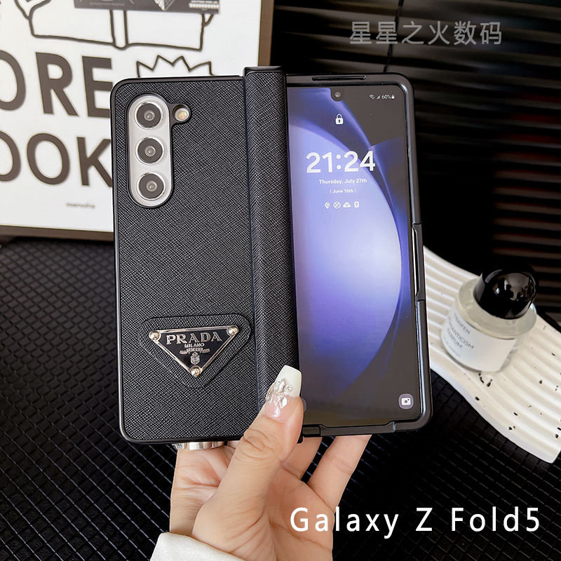 Galaxy Z fold6即納 プラダ ブランド 革Galaxy Z Flip6 5 4 3 ギャラクシーZ Fold6 5 4 3 2ケース黒カバー激安ビジネス風