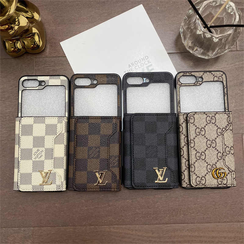 galaxy z flip5 5g ケース ルイヴィトン Lv グッチ Gucci サムスン ギャラクシーZフリップ6 5 4/Zフリップ3 折り畳み 携帯カバー 送料無料ケース 男女兼用 背面にカード入れ付き