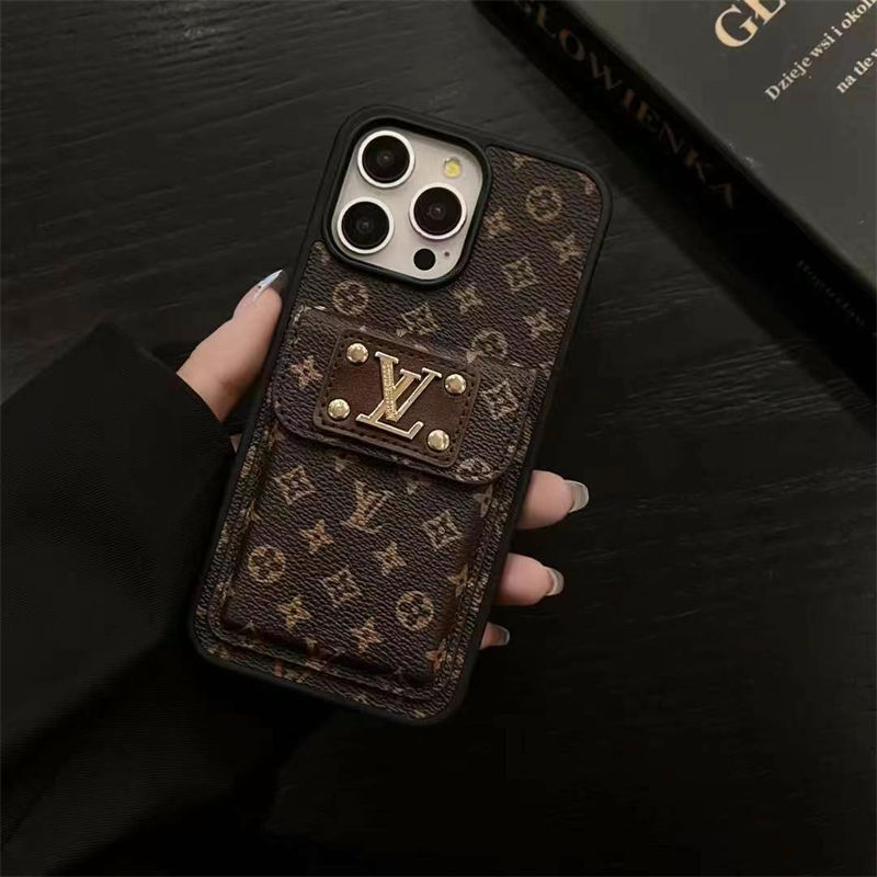 ルイヴィトン Lv グッチ Gucci IPhone16 IPhone15 14 13 Pro IPhone16 15 11 Pro 8 SE ケース 革製 背面カード収納 革製