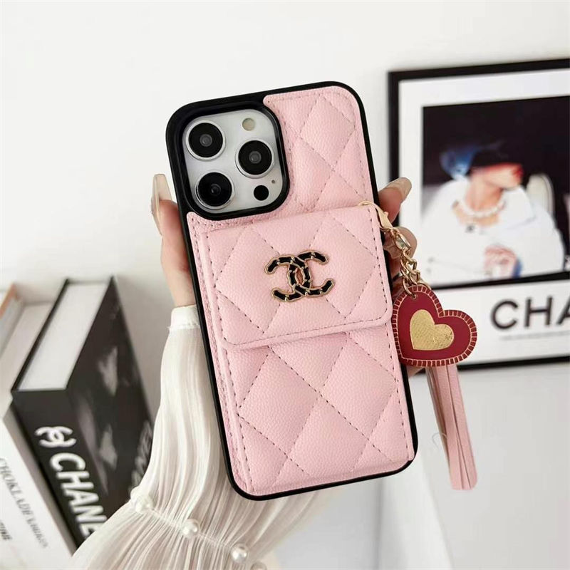 シャネル Chanel メンズレディース IPhone16 14 15 アイフォン15 16 pro maxケース  新作 芸能人愛用 革製 背面カード収納